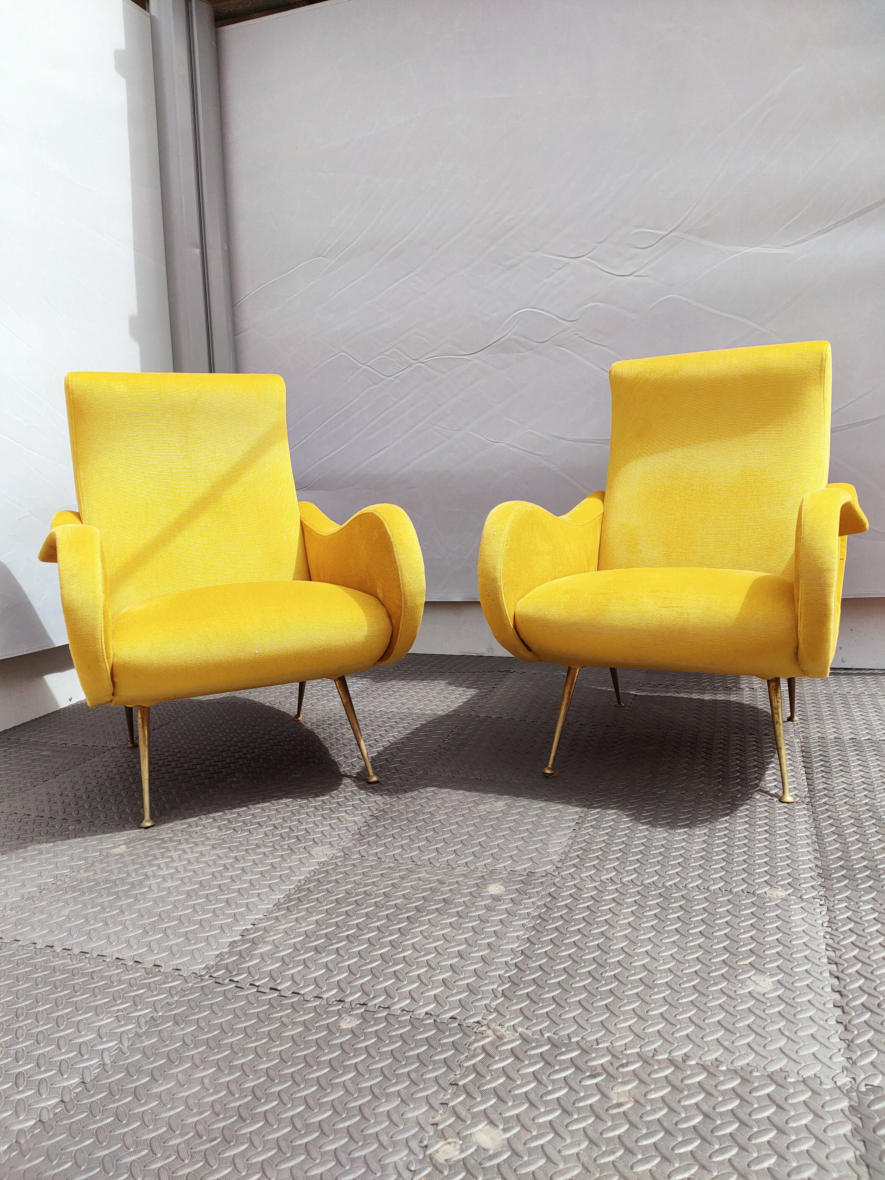 Pair of vintage organic armchairs 50s