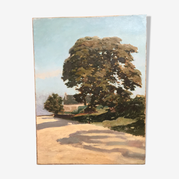 Huile sur toile "l'Arbre et la Longère"