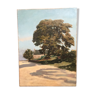 Huile sur toile "l'Arbre et la Longère"