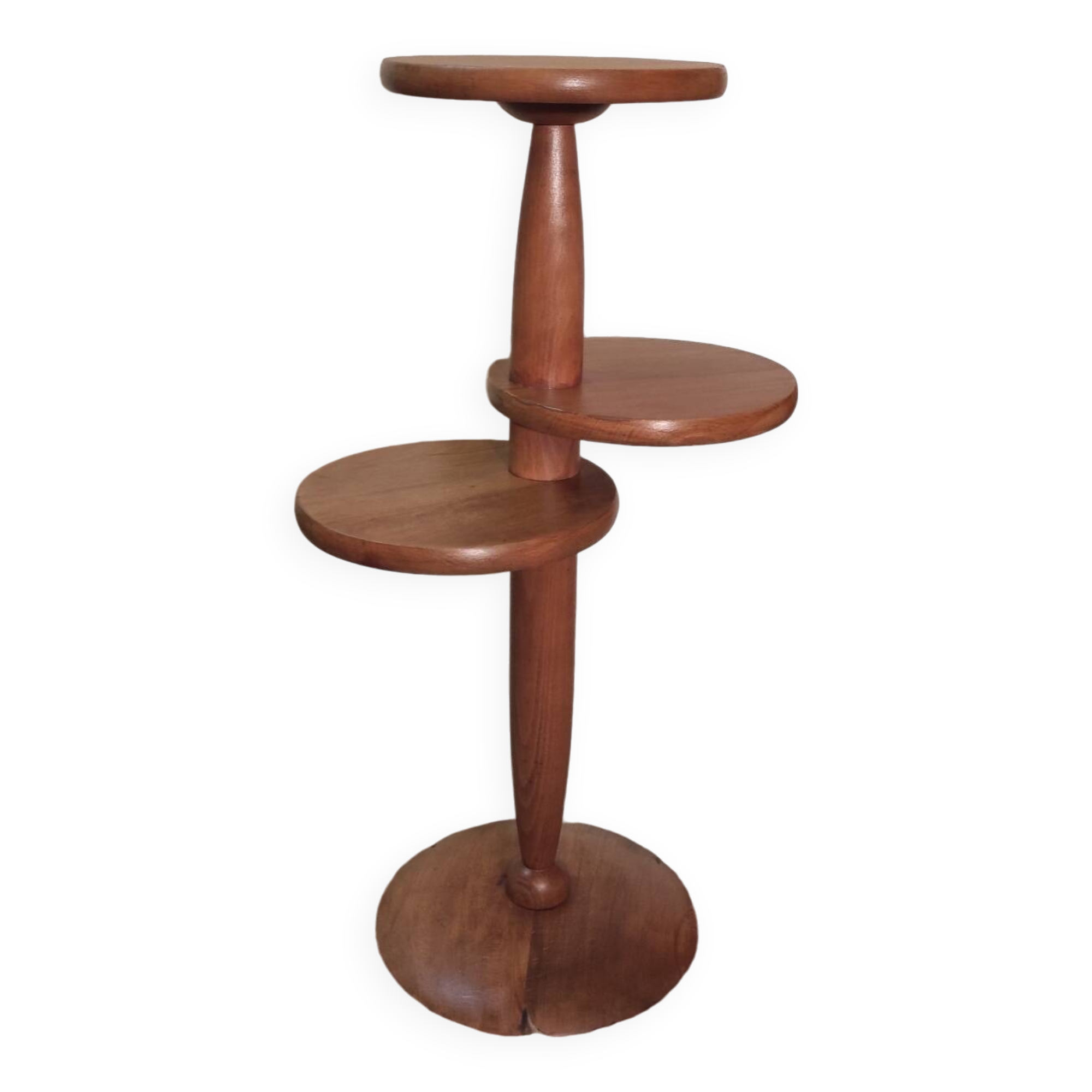 Art Deco pedestal table in varnished solid wood - 1940s