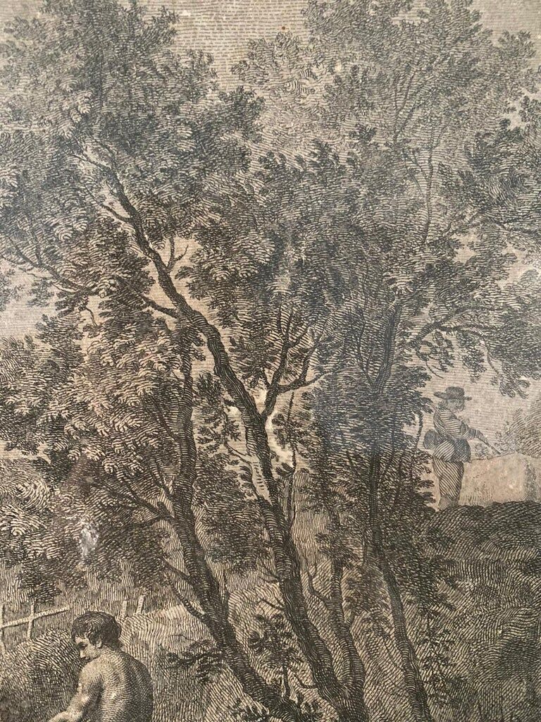 Francesco Zuccarelli, fishing scene, engraving, eighteenth century