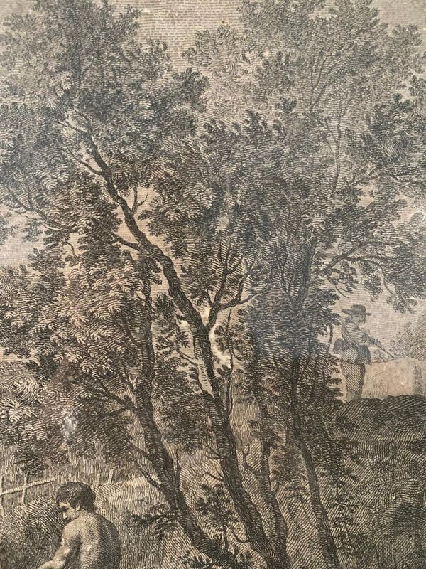 Francesco Zuccarelli, scène de pêche, gravure, XVIIIème siècle
