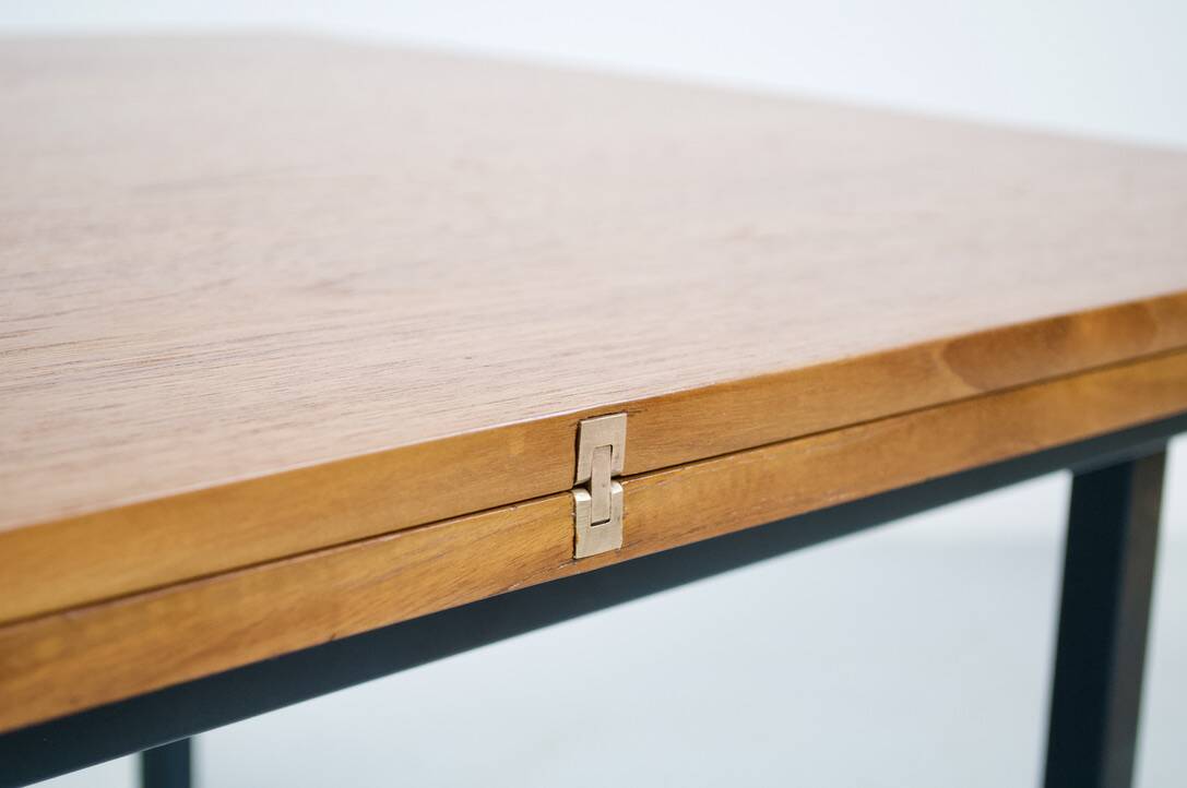 Transformable table teak and steel 1950's french manufacture