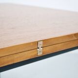 Table transformable teck et acier années 50' fabrication française