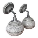 Pair of ceramic and glass wall sconces