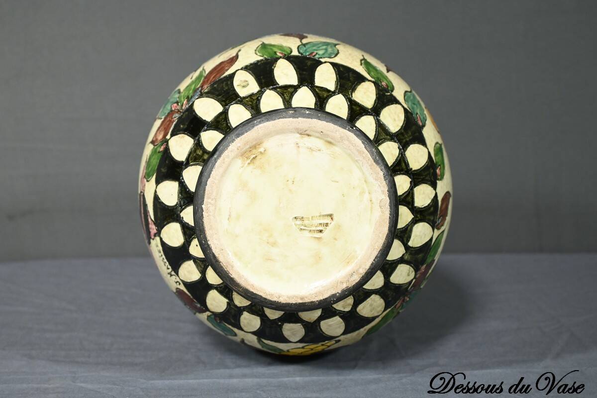 Vase en Faïence Polychrome, signé J.Massier, Vallauris – Début XXe