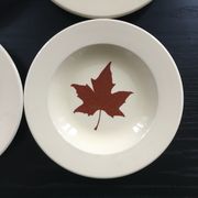 Lot 4 assiettes décor feuille