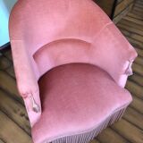 Pink velvet toad armchair