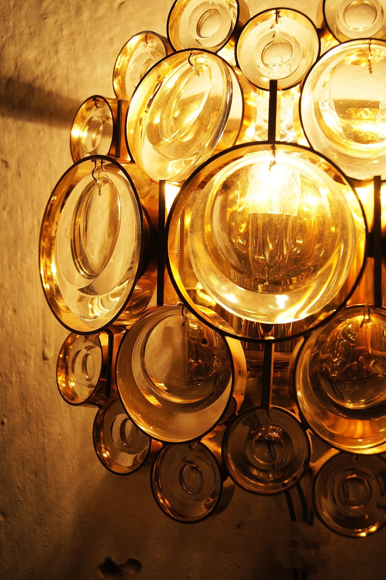 Brass and crystal glass wall lamps from Palwa