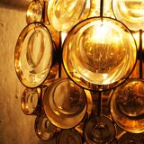 Lampes murales en laiton et cristal en verre de Palwa