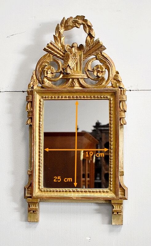 Gilded wood mirror, Louis XVI style - 1st part XXth - 60x30cm