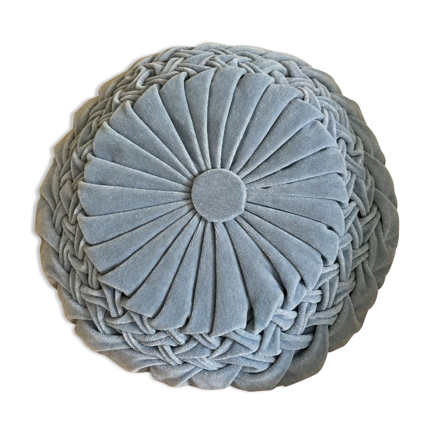 Blue pleated round cushion