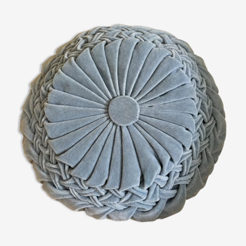 Blue pleated round cushion