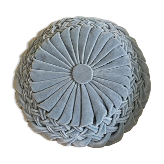 Blue pleated round cushion