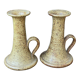 Pair of speckled stoneware candlesticks from the 70s