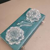 Pair of crystal salt cellars with spoons