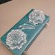 Pair of crystal salt cellars with spoons