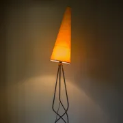 Sculptural tripod floor lamp in wrought iron, François Liguori