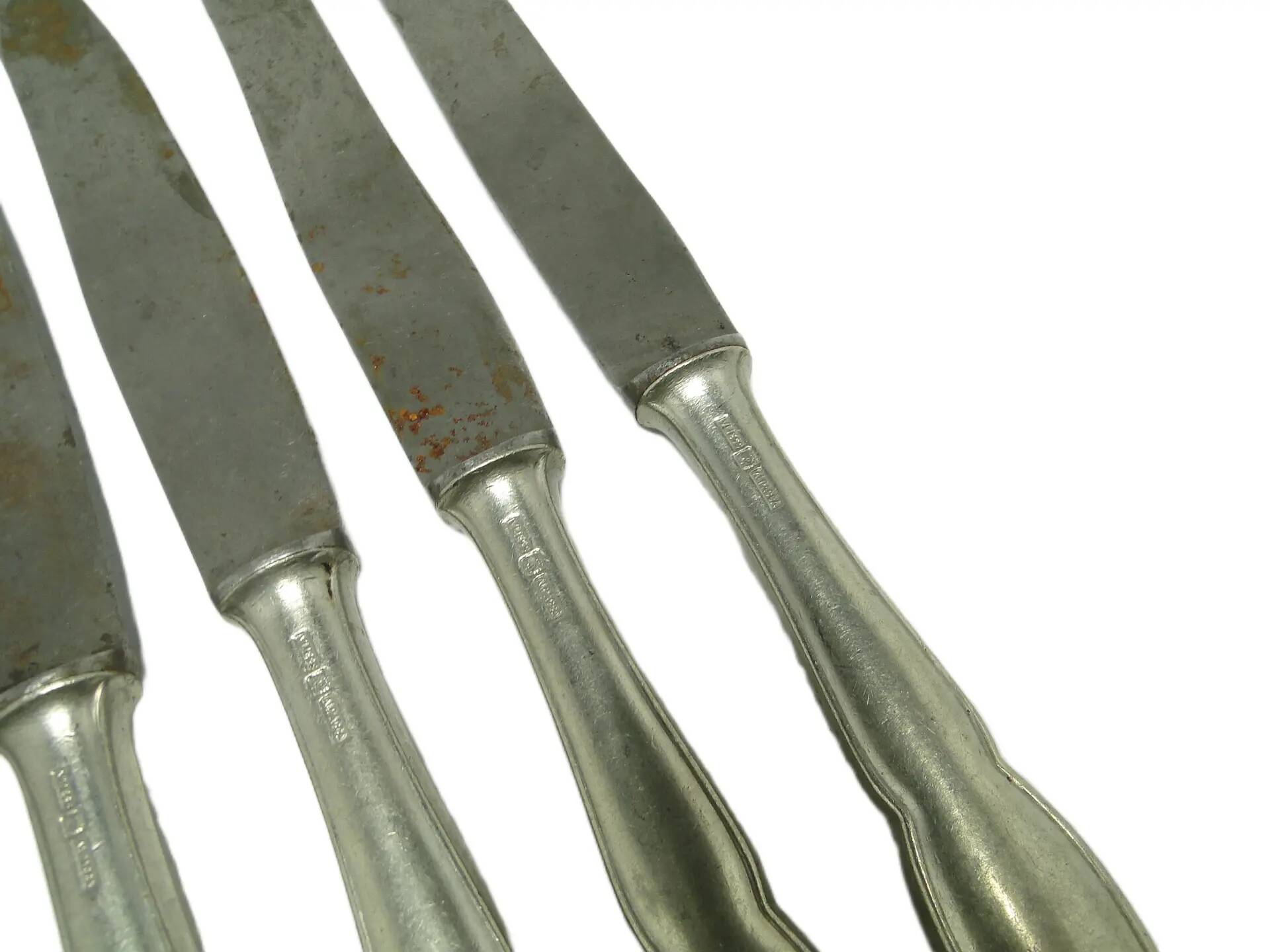 Set of bread knives Modernism, silver-plated brass, Poland, 1950s