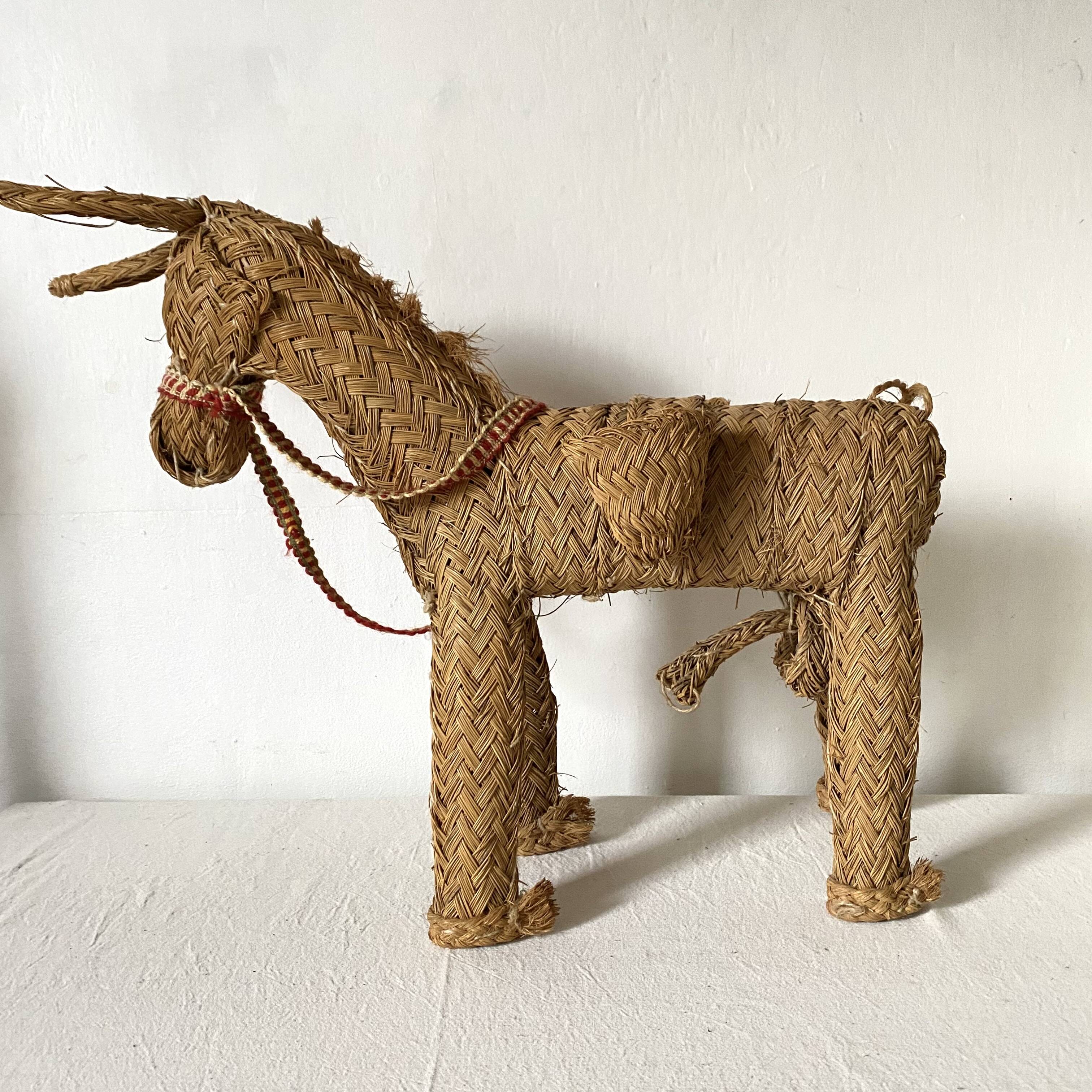 Braided straw donkey, popular art Spain, 1970s