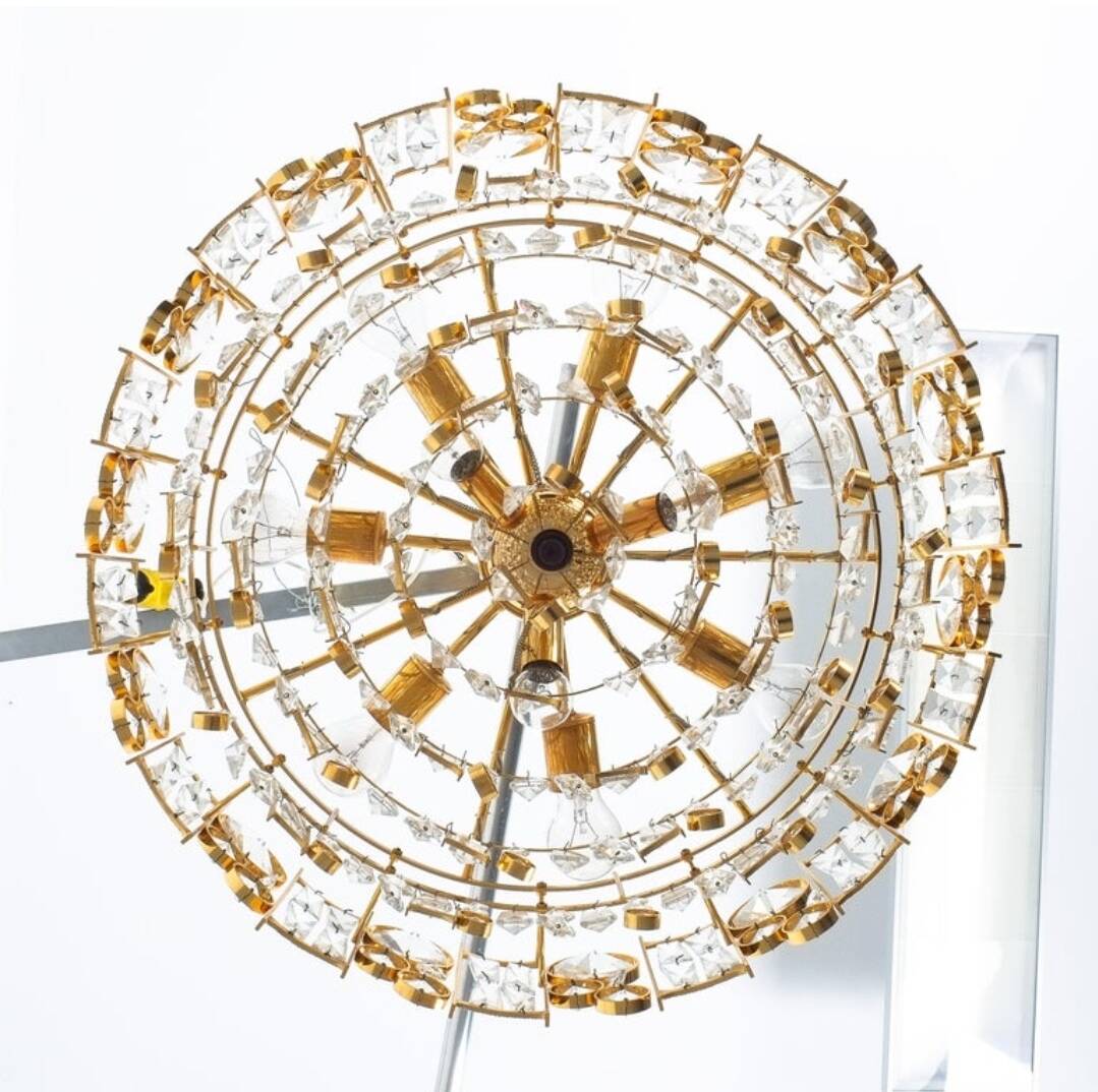 Exceptional 7-light chandelier - high-end Palwa - Gold-plated brass f