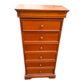 Semainier en merisier massif, 7 tiroirs, style classique Louis Philippe