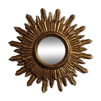 Golden wooden sun mirror, 1950s