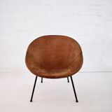 Vintage balloon suede easy chair, 1960s, Hungary