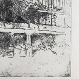 Nicole Bouharmont, Serres et jardin des plantes. pointe sèche signée au crayon