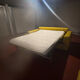 Yellow leather convertible sofa made in Italy.
