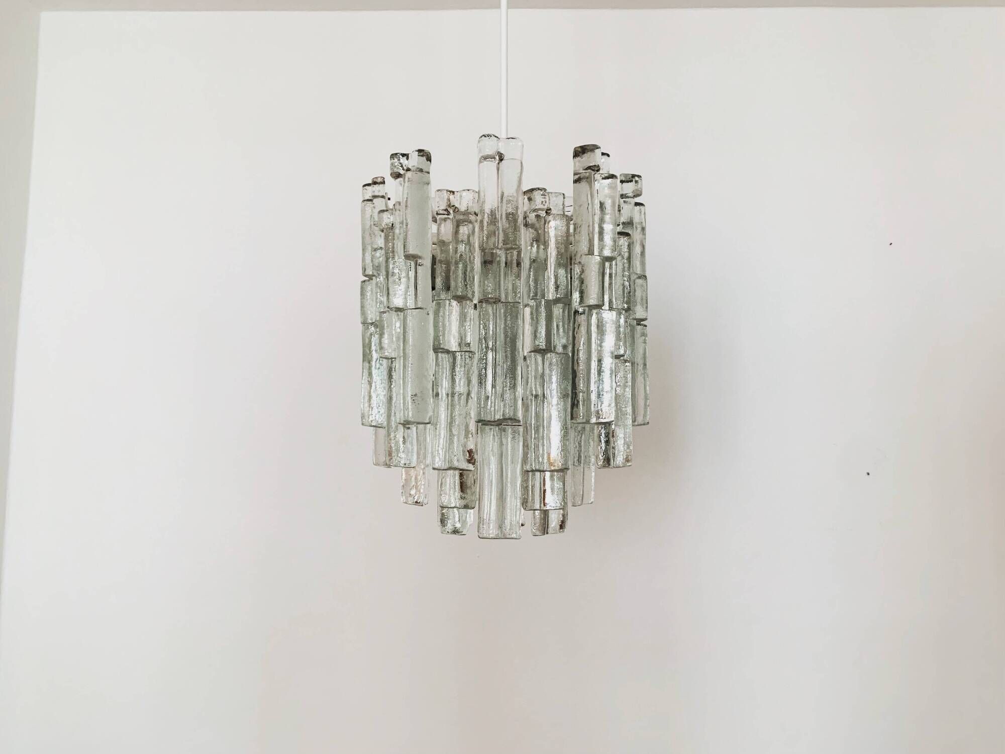 Large Ice Glass Chandelier by J.T. Kalmar