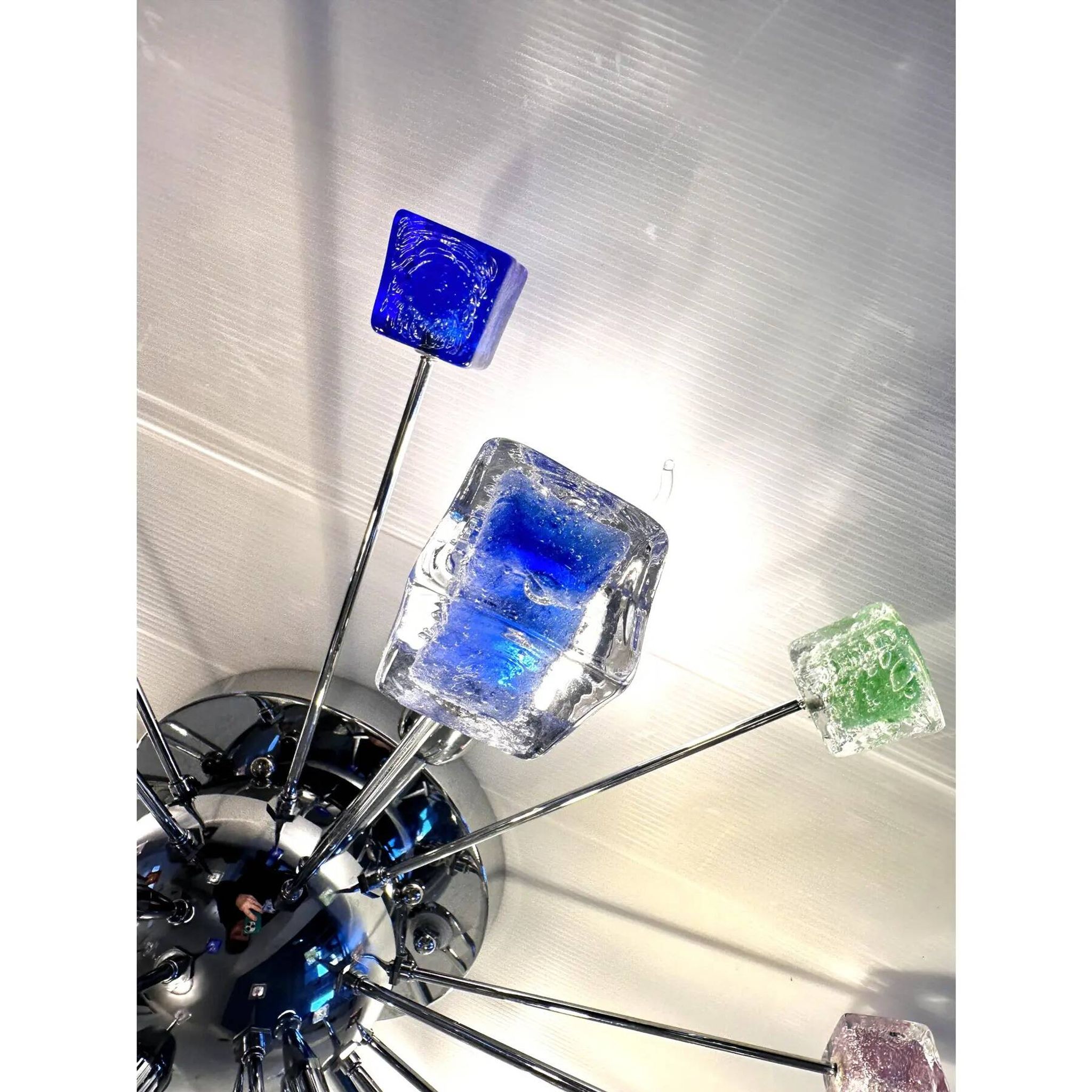 Multicolor “Star” Sputnik Little "Cubes" Murano Glass Flush Mount