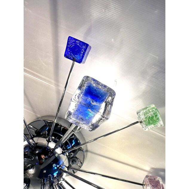 Multicoloured "Star" Sputnik Little "Cubes" Murano Glass Flush Mount