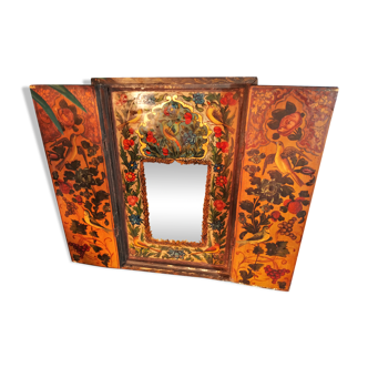 Miroir coffret Tibet début XXème, 46x31 cm