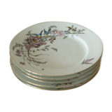 4 Dessert plates country décor birds and mosquitoes