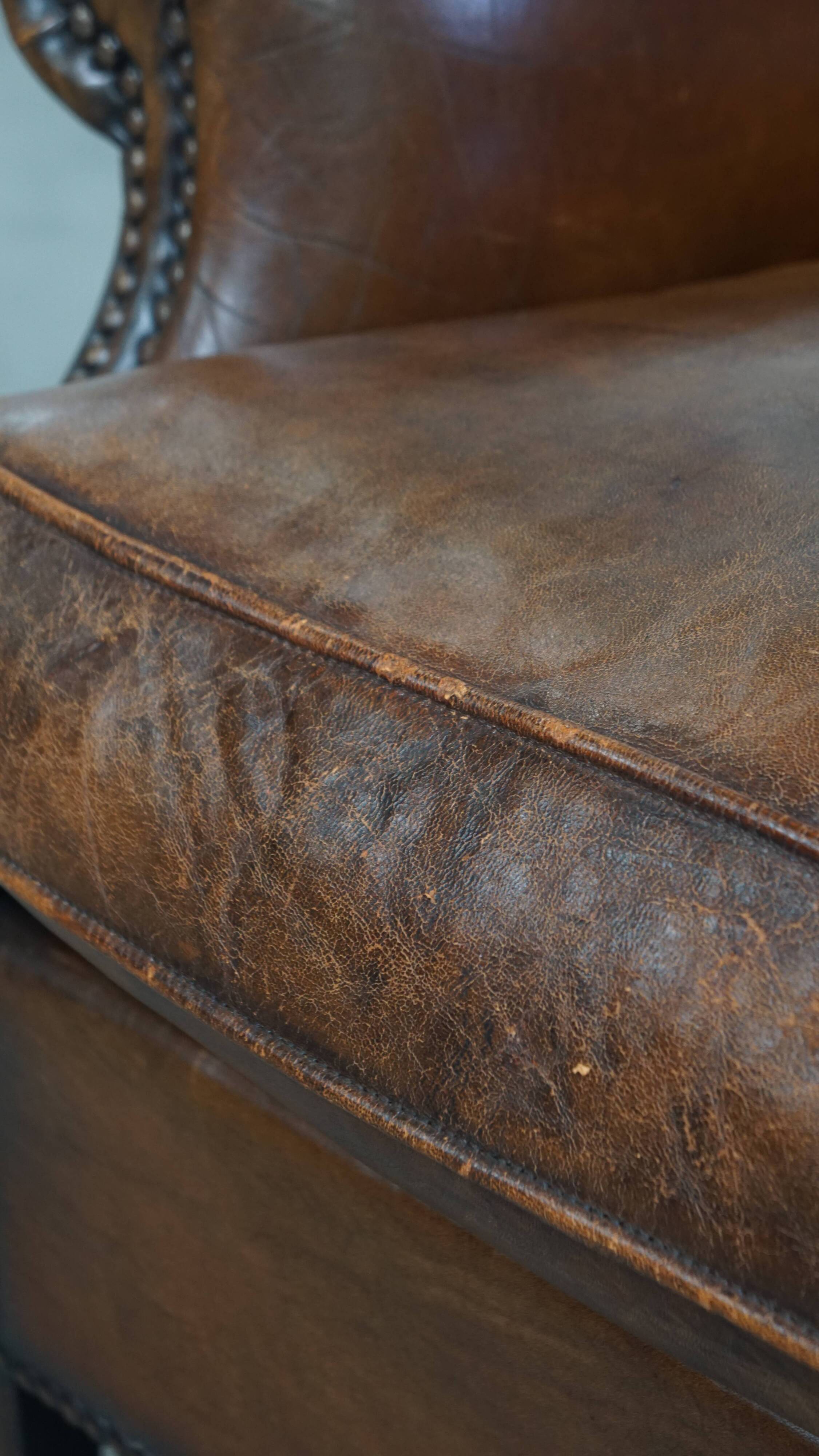 Wingback Chair in Sheepskin Leather