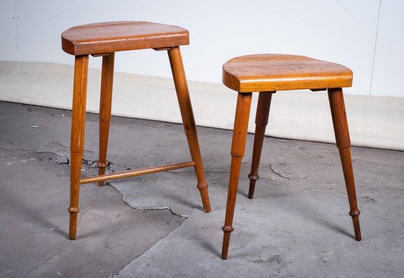 Tabourets d'Artiste en Pin, Âge d'Or, Danemark, 1850s, Set de 2