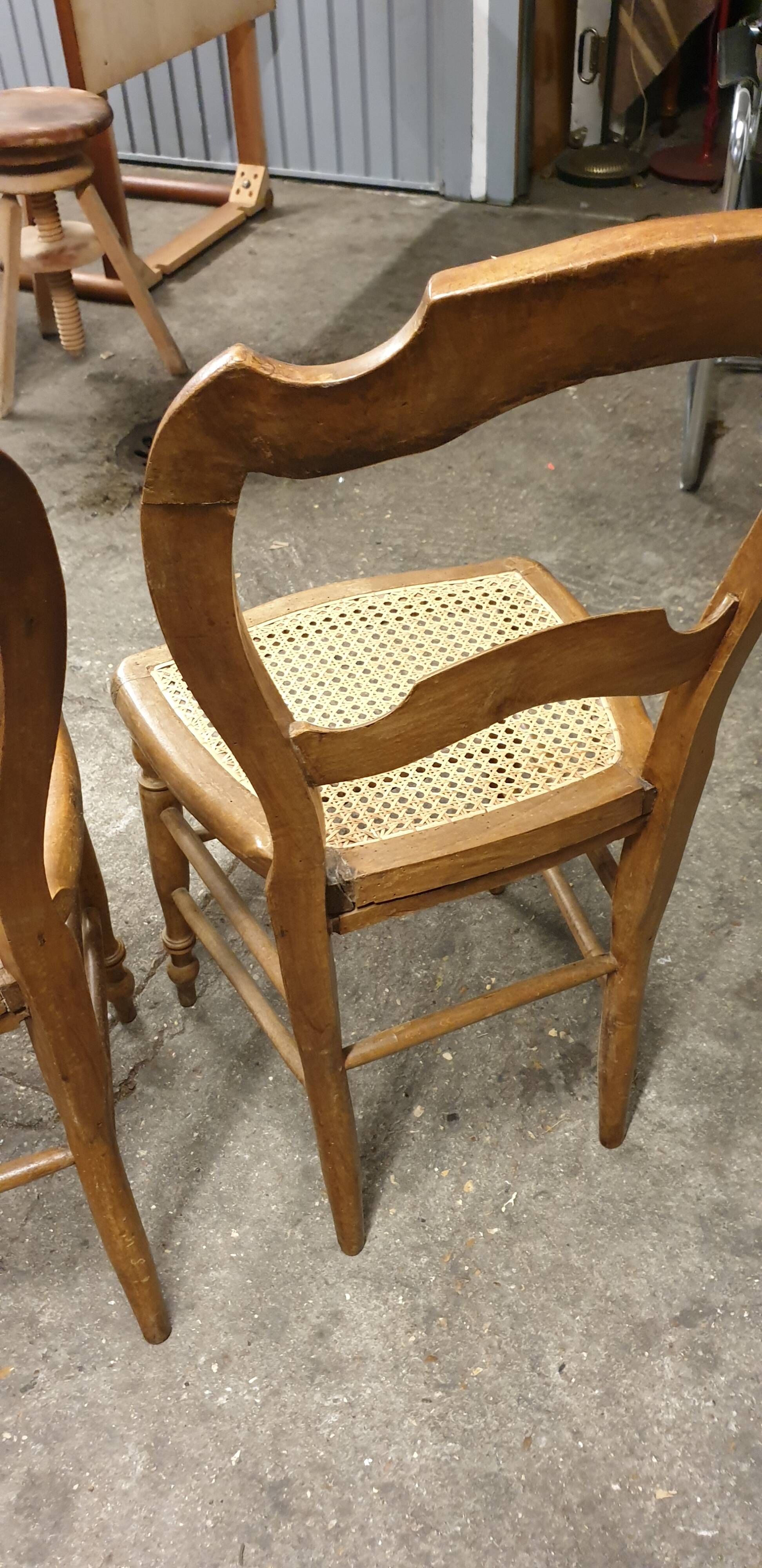 Pair of Louis Philippe walnut/Canage chairs