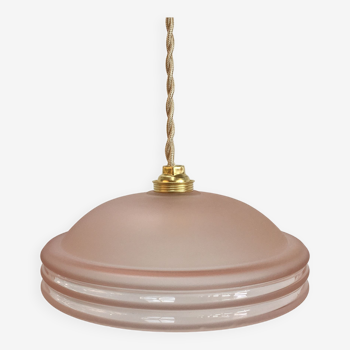 Vintage pendant lamp in pink frosted glass