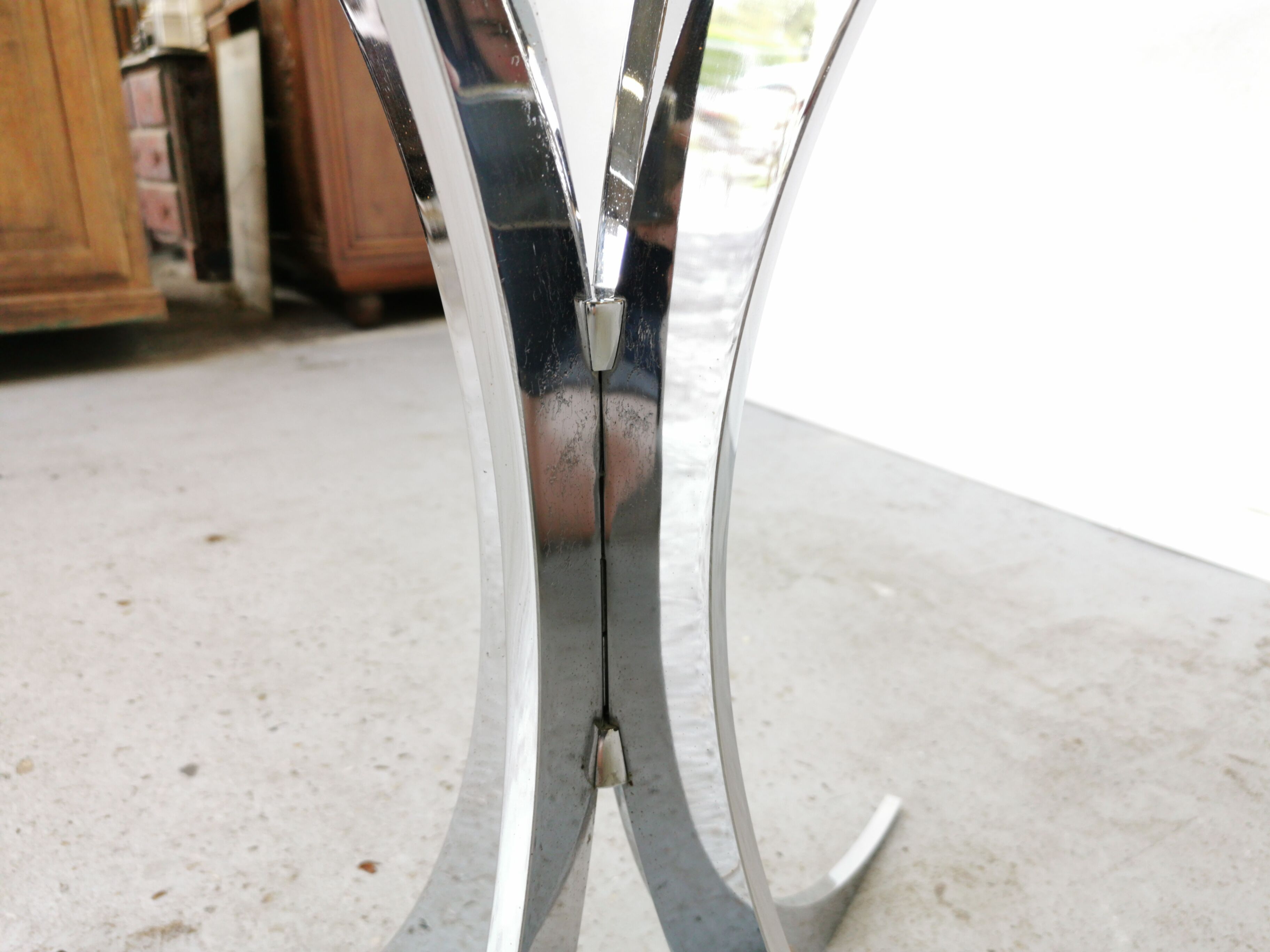 Table vintage verre et chrome 1970