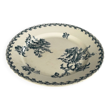 Old round ironstone plate from Gien, Chardons model - serving plate.