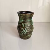 Vase Alain Maunier Vallauris 1950s 60s geometric turquoise decoration