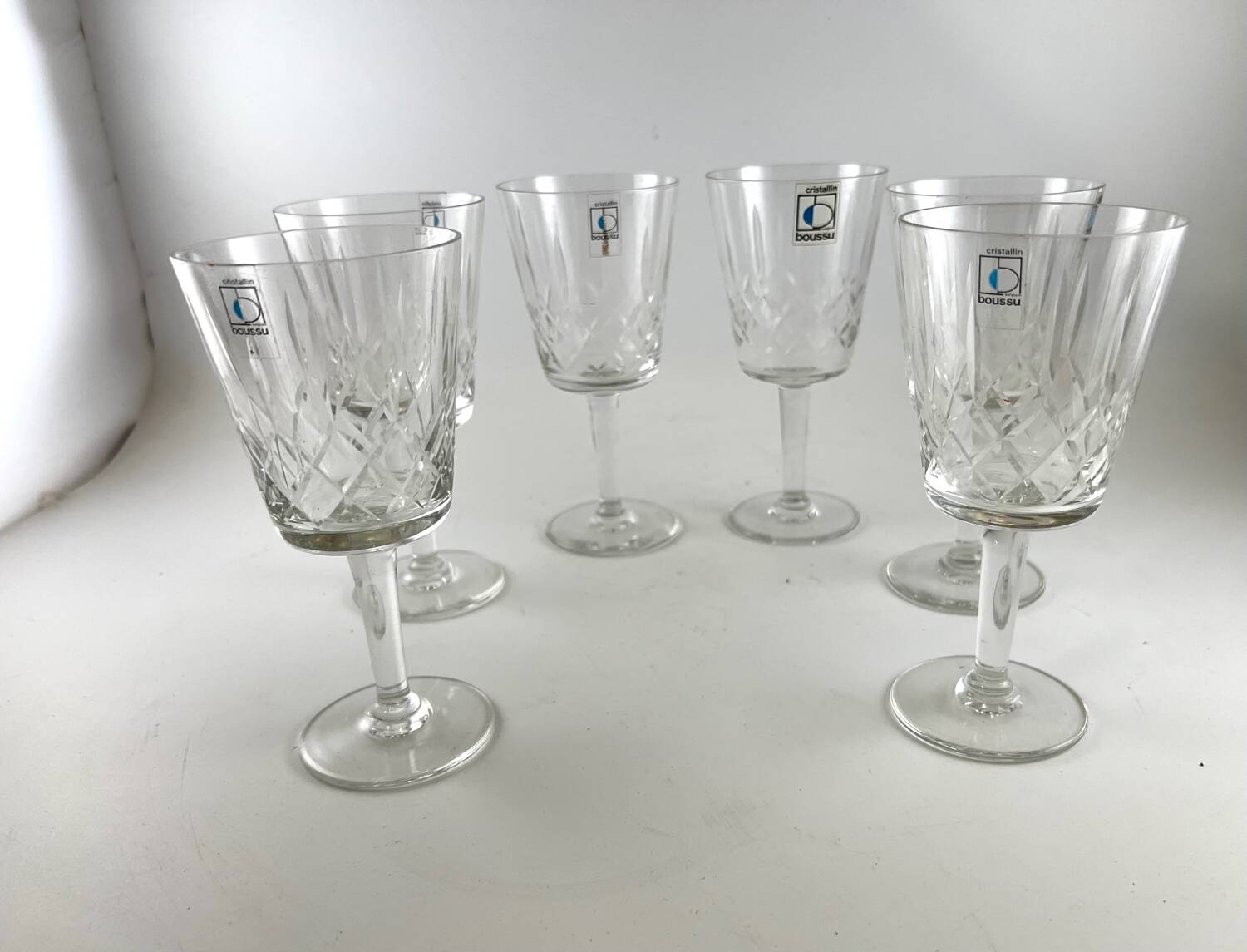 6 crystal wine stemmed glasses