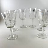 6 verres à pied vin en cristal