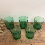 5 vintage emerald green glasses