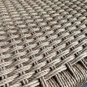 Solid wood chair with weaved seat and armrests
