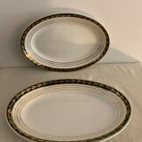 Pair of Saint Amand Ceranord gold and green porcelain dishes