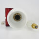 Vintage wall lamp in burgundy pvc and globe in white opaline. Year 70