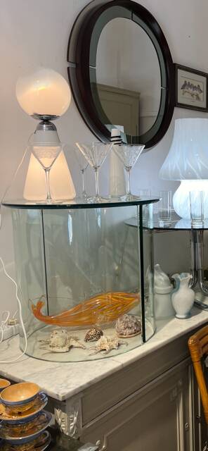 Coffee table 2 half moon Tempered glass Italy 70