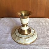 Brass and mother-of-pearl candle holder